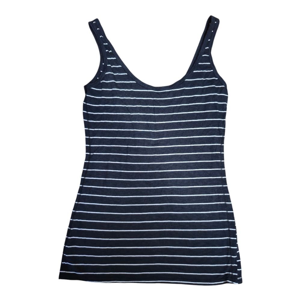 Michael Stars Navy and White Striped Tank Top One Size